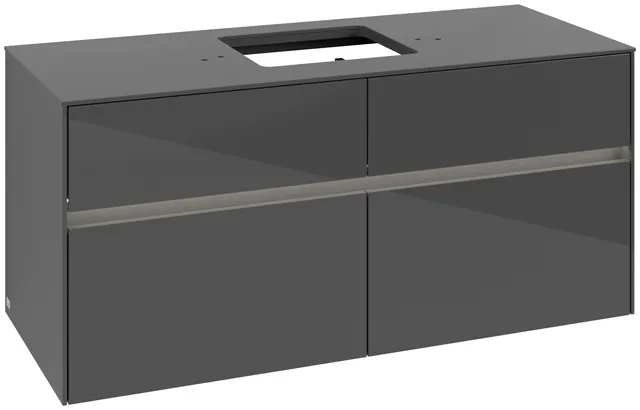 Villeroy & Boch Waschtischunterschrank „Collaro“ 1200 × 548 × 500 mm Glossy Grey, mit Beleuchtung, für Becken mittig