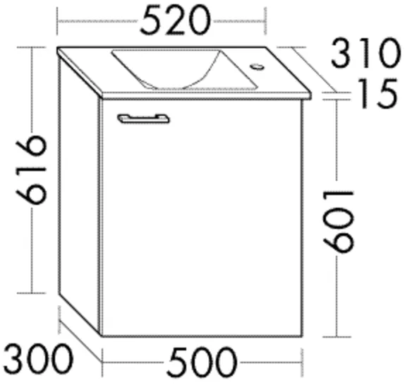 Glas-Waschtisch Eqio inkl. Waschtischunterschrank - burgbad Sys30, 310x520x601 mm, Becken 280x270 mm, Muldentiefe 100 mm Glas-Waschtisch Eqio inkl. Waschtischunterschrank - burgbad Sys30, 310x520x601 mm, Becken 280x270 mm, Muldentiefe 100 mm