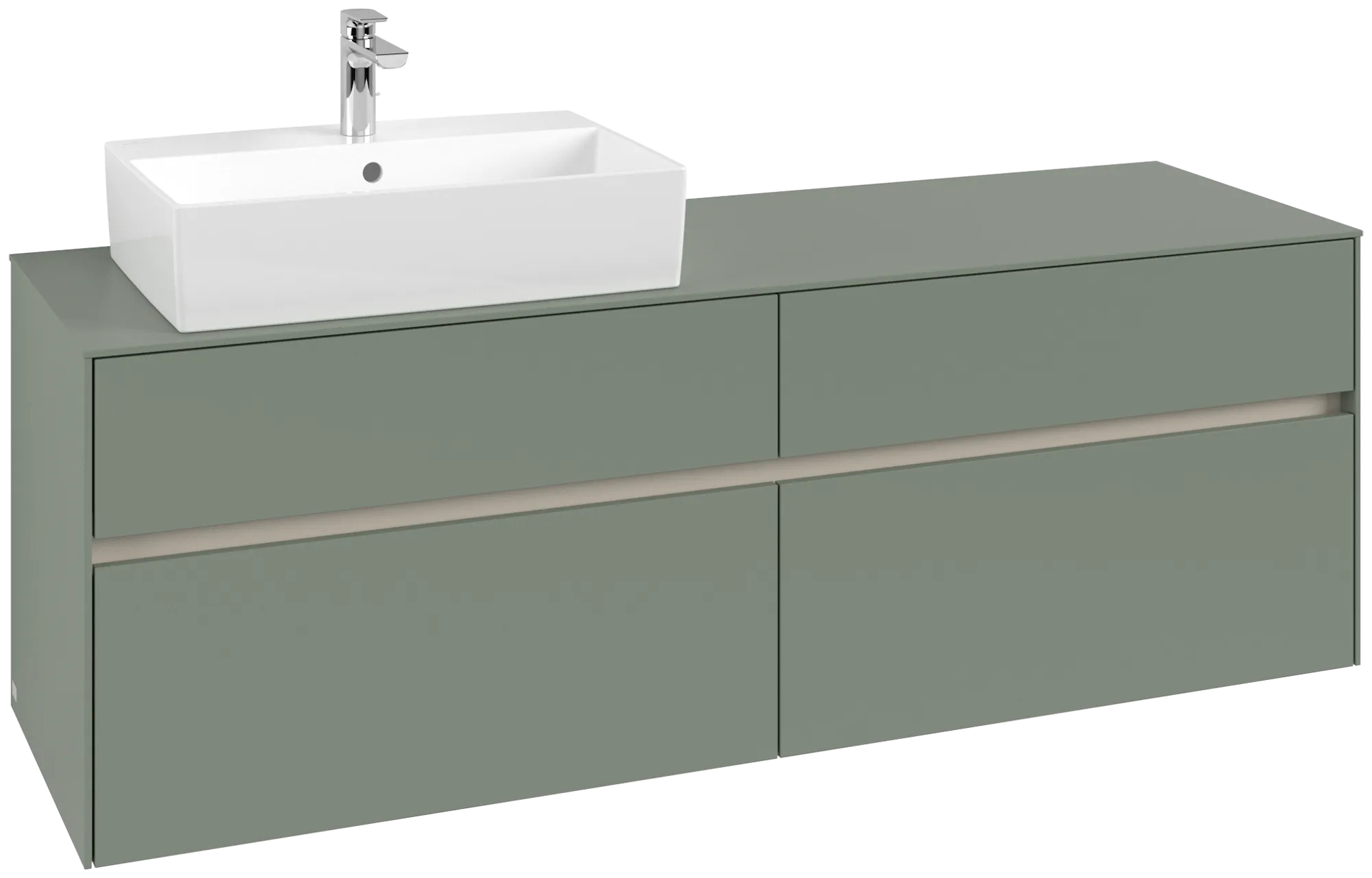 Villeroy & Boch Collaro Waschbeckenunterschrank C13500, 1600x548x500mm, 4 Auszüge, links, Soft Green