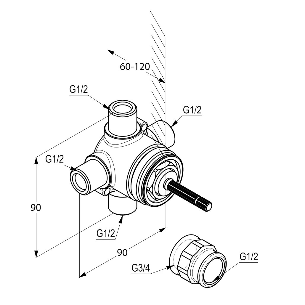 Kludi AMBA 3-Wege-Umstellung Rohbau-Set Kludi AMBA 3-Wege-Umstellung Rohbau-Set