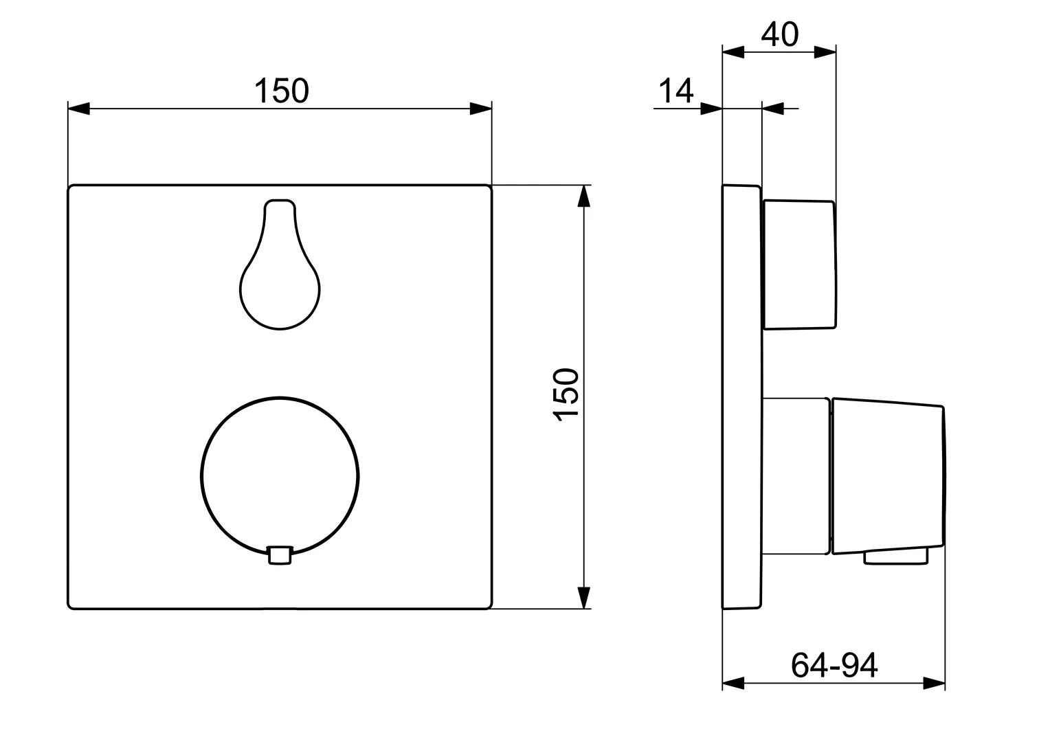 HansaLIVING Wannen- und Brausearmatur Thermostat Fertigsets HansaLIVING 8114 Rosette eckig Chrom