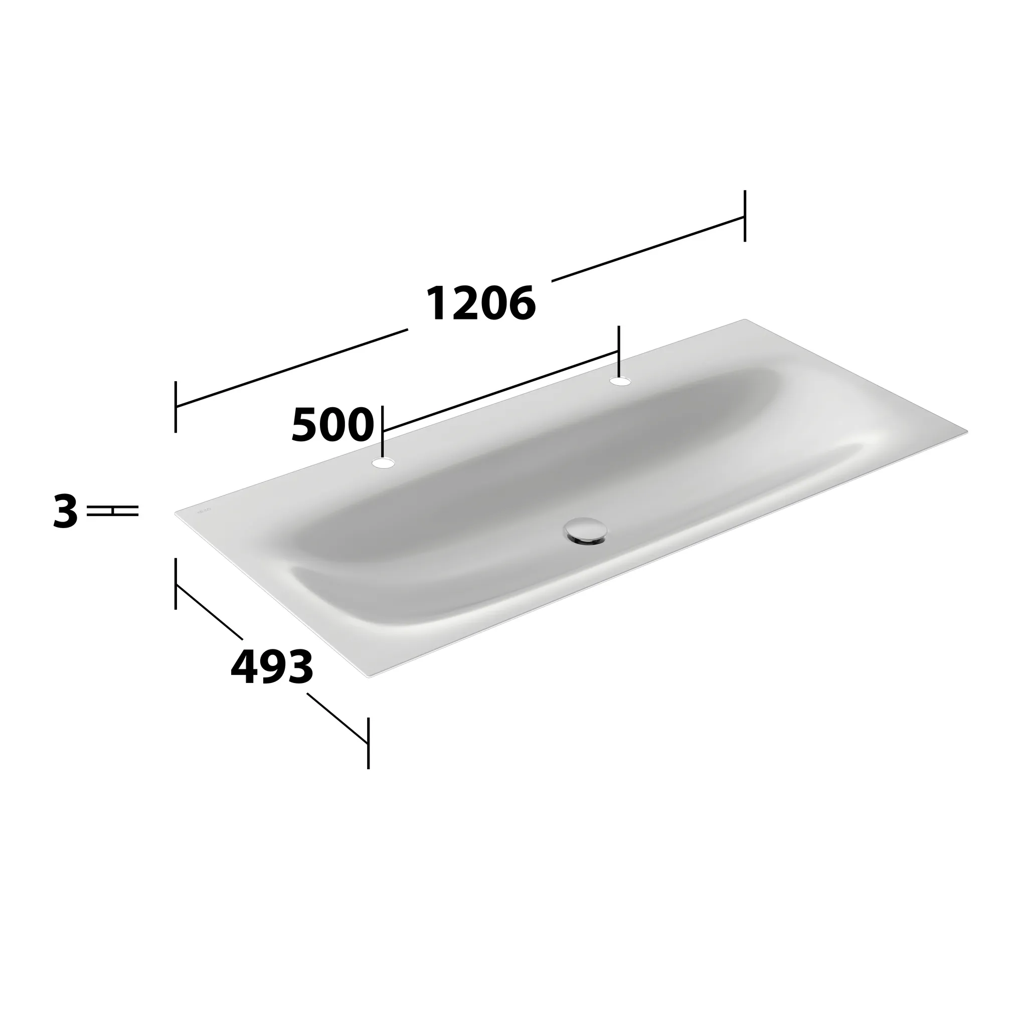 KEUCO Emaille-Einbauwaschtisch „Edition 11 Art“ in Manhattan, 1206 × 493 × 4 mm