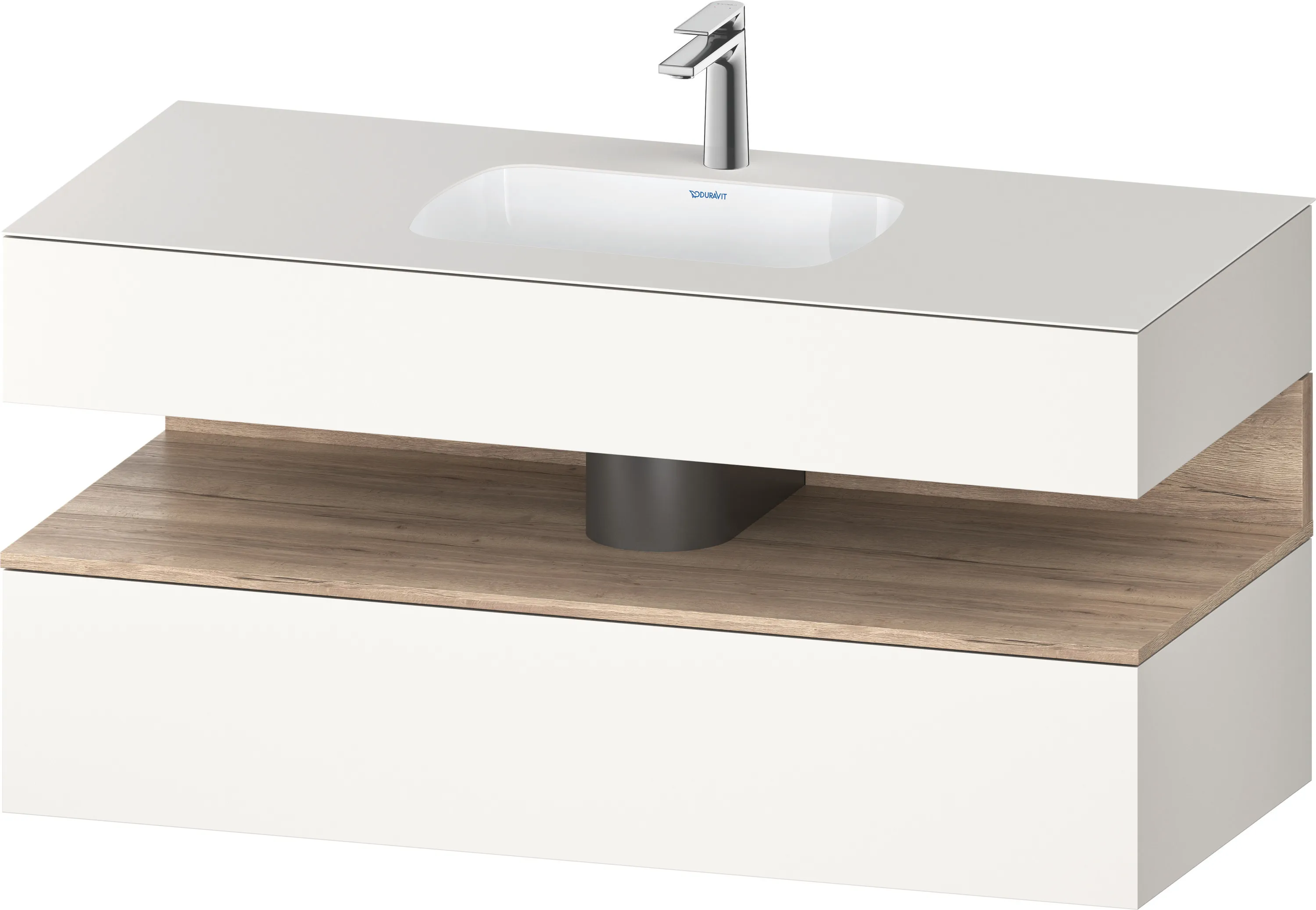 Einbauwaschtisch mit Konsolenwaschtischunterbau „Qatego“ 120 × 55 × 60 cm, mit Beleuchtung