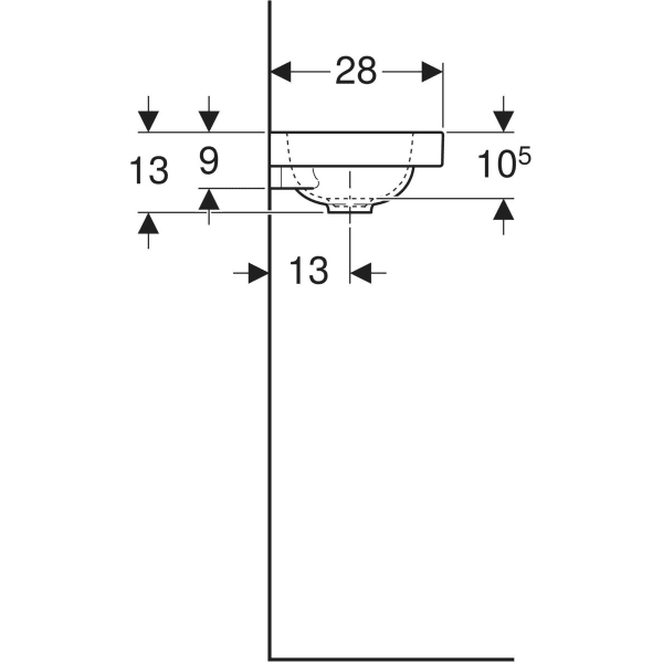 Wandwaschtisch mit Ablagefläche „iCon Light“, rechteckig, Ablagefläche links, mittig 38 × 28 cm Wandwaschtisch mit Ablagefläche „iCon Light“, rechteckig, Ablagefläche links, mittig 38 × 28 cm