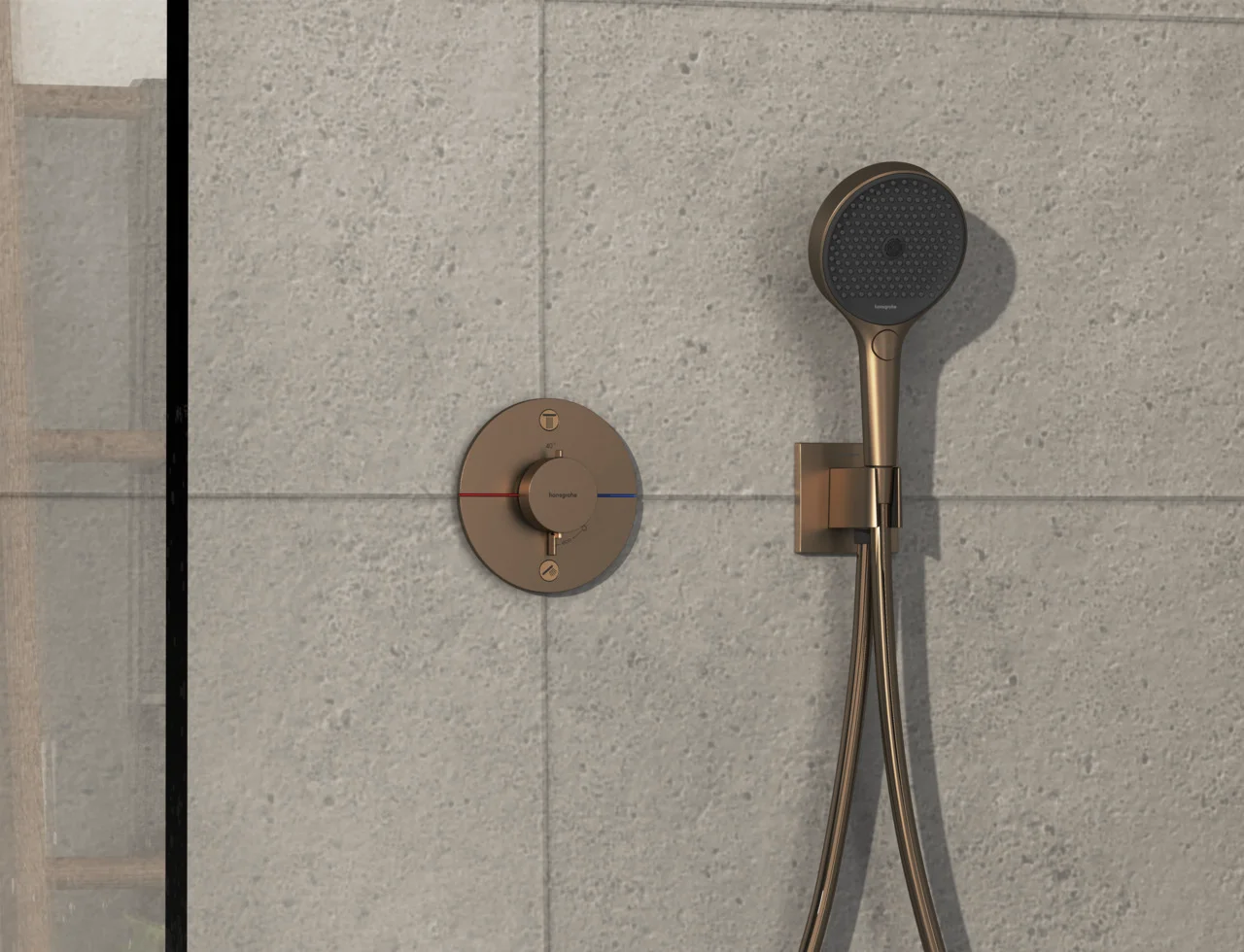 Hansgrohe ShowerSelect Comfort S Thermostat Unterputz, Brushed Bronze, 2 Verbraucher, einfache Installation, Sicherheitssperre bei 40°C