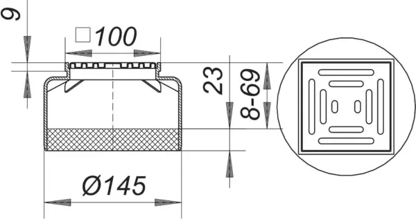 Aufsatz E 15, 100 x 100 mm