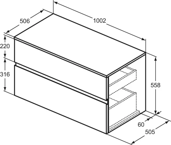 Ideal Standard Waschtischunterschrank „Finesse“ 100,2 × 55,8 × 50,5 cm Eiche weiß Ideal Standard Waschtischunterschrank „Finesse“ 100,2 × 55,8 × 50,5 cm Eiche weiß