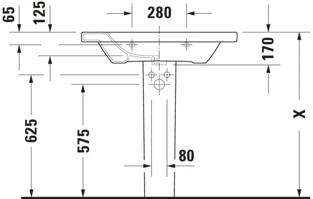Wandwaschtisch „DuraStyle“, mit Überlauf, Hahnlochposition mittig Wandwaschtisch „DuraStyle“, mit Überlauf, Hahnlochposition mittig