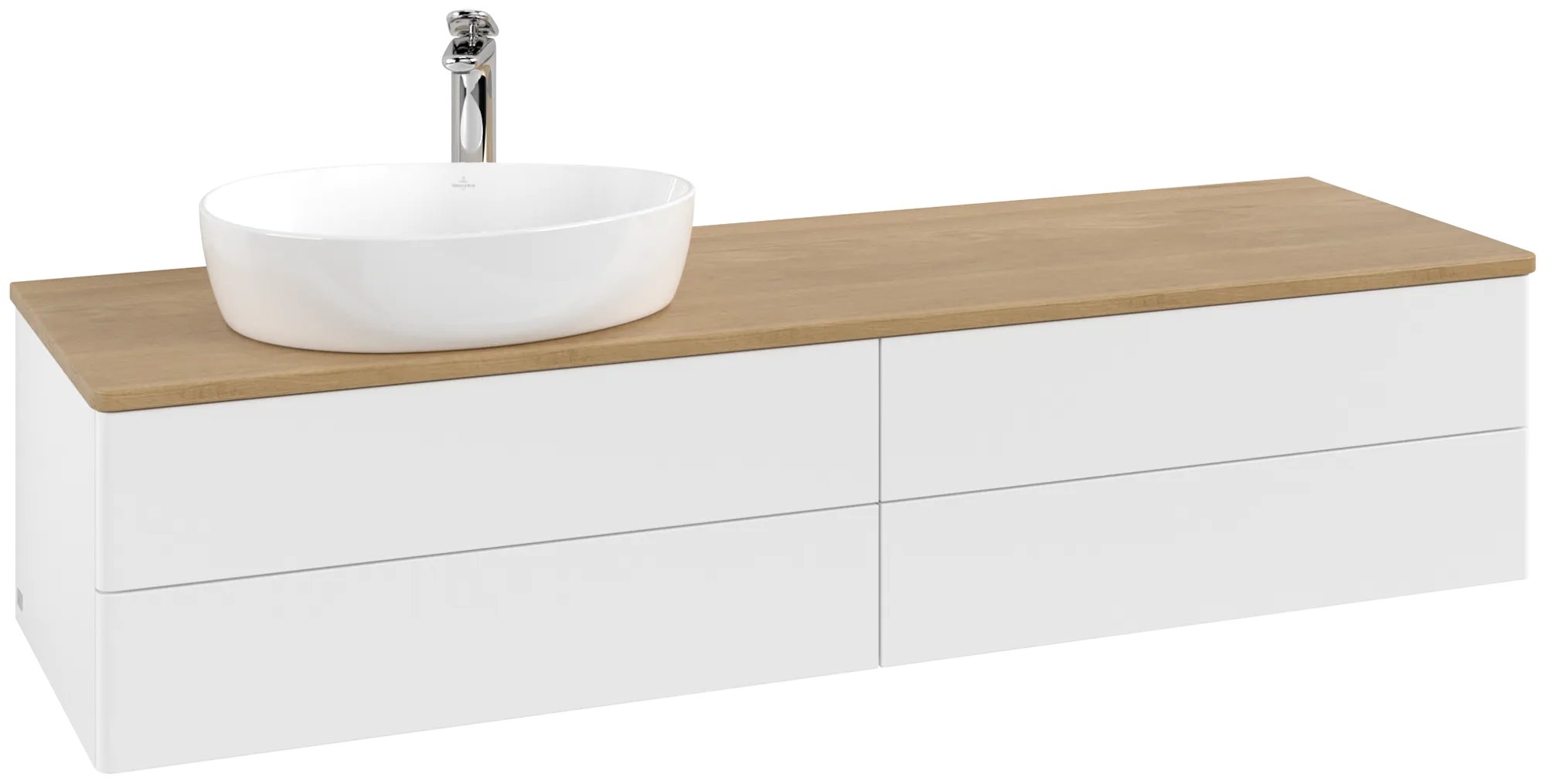 Villeroy & Boch Antao Waschbeckenunterschrank L26_5, 1600x360x500mm, White Matt Lacquer / Honey Oak