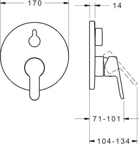 HA Einhebelmischer Fertigmontageset für Wanne/Brause HANSAPRIMO 8990 Rosette rund mit Sicherungseinrichtung Chrom