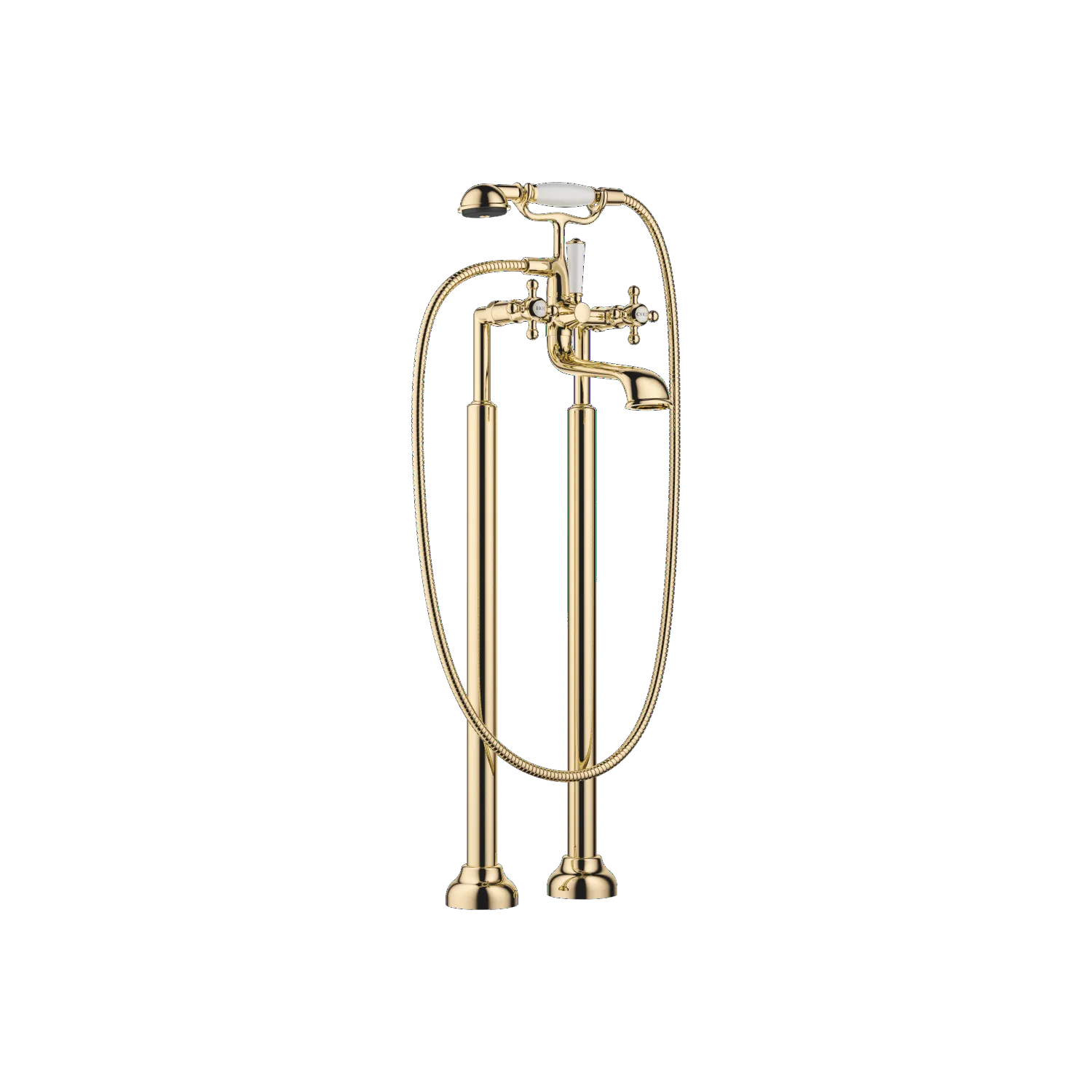 Dornbracht MADISON Wannen-Zweilochbatterie freistehend, Messing (23kt Gold), Ausladung 245 mm, Höhe 901 mm, Stichmaß 153 mm