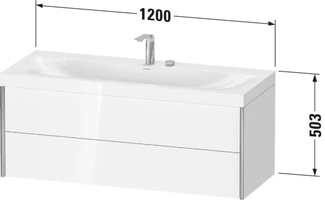 Duravit Waschtischunterschrank wandhängend „XViu“ 120 × 50,3 × 48 cm in Schwarz Hochglanz