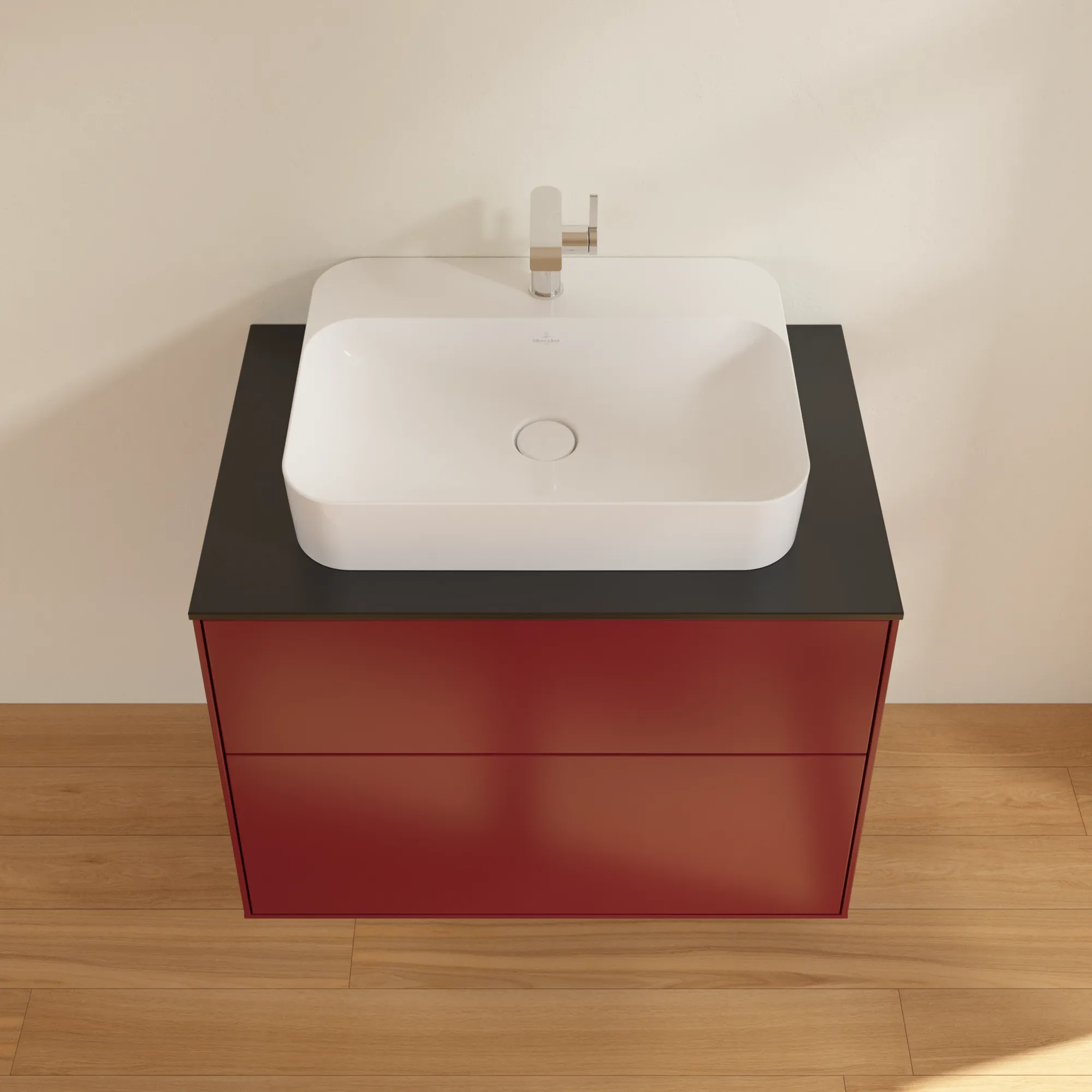 Villeroy & Boch Finion Waschbeckenunterschrank F34 800x603x501mm HB/PEONY MATT LACQUER/GLAS BLACK MATT Villeroy & Boch Finion Waschbeckenunterschrank F34 800x603x501mm HB/PEONY MATT LACQUER/GLAS BLACK MATT