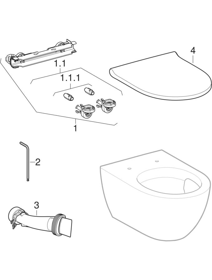 Wand-Tiefspül-WC Set mit WC-Sitz „Acanto“ 36 × 38,5 × 53,5 × 53,5 cm
