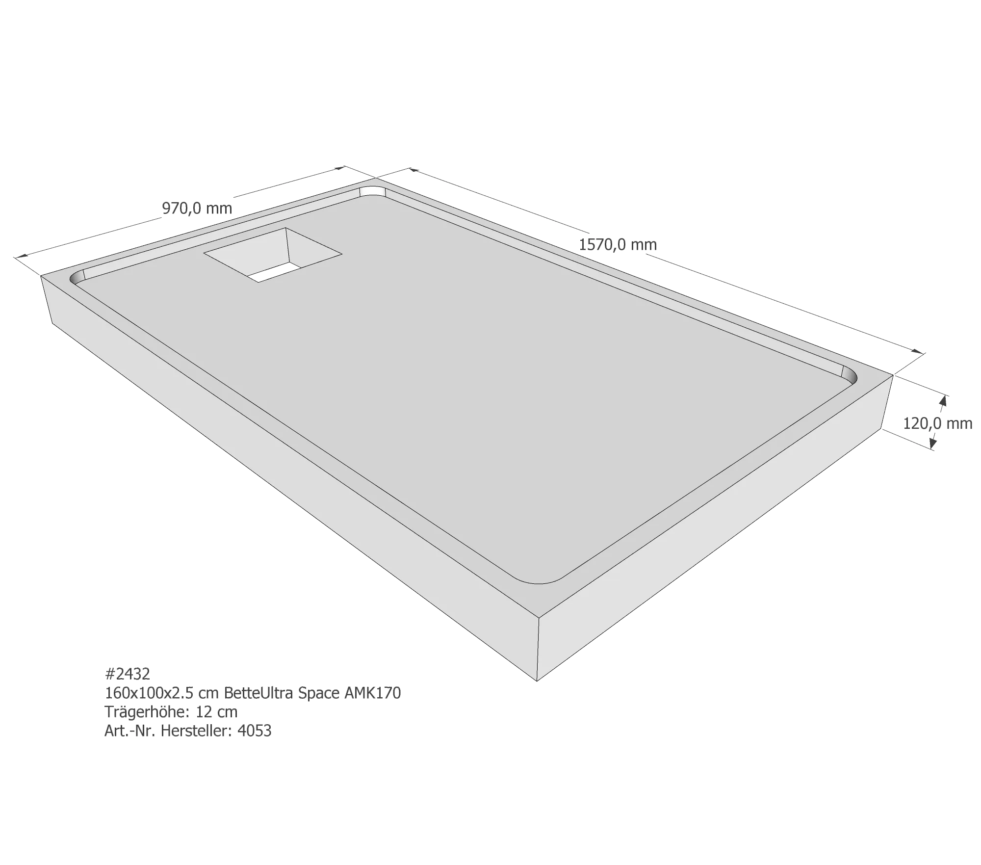 Duschwannenträger passend für Bette 160 × 100 × 2,5 cm
