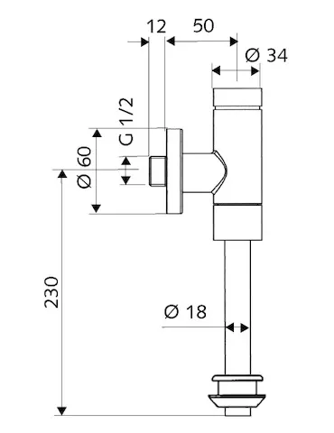 Aufputz-Urinal-Druckspüler OMAT Basic, DN 15, Aufputz-Urinal-Druckspüler, Spülstrom: max. 0,3 l/s, einstellbar: 1,0 - 6,0 l, DN 15 G 1/2 AG, Innenverbinder Ø 43 mm (Spülrohr Ø 18 mm), chrom Aufputz-Urinal-Druckspüler OMAT Basic, DN 15, Aufputz-Urinal-Druckspüler, Spülstrom: max. 0,3 l/s, einstellbar: 1,0 - 6,0 l, DN 15 G 1/2 AG, Innenverbinder Ø 43 mm (Spülrohr Ø 18 mm), chrom