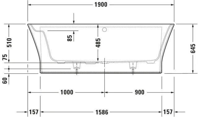 Duravit Whirlwanne „Cape Cod“ vorwand oval 190 × 90 cm, mittig