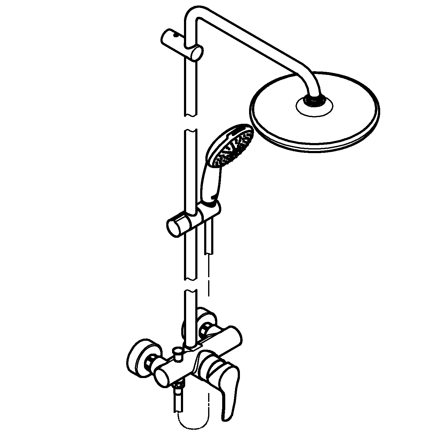 Duschsystem Tempesta 250 26673_1, mit Brausebatterie, Wandmontage, Kopfbrause Tempesta 250, weiße Rückseite, Strahlart: Rain, Handbrause Tempesta 110, 2 Strahlarten: Rain/Jet, Water Saving, Maximaler Durchfluss (bei 3 bar): 8,1 l/min, chrom