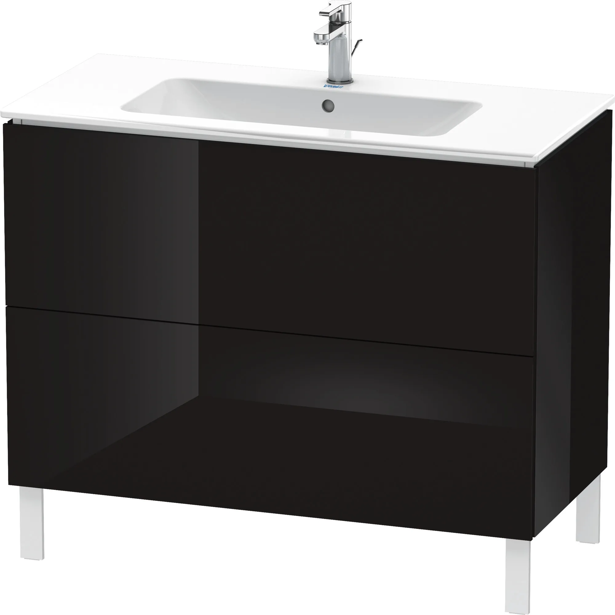 Duravit Waschtischunterschrank bodenstehend „L-Cube“ 102 × 70,4 × 48,1 cm Schwarz Hochglanz