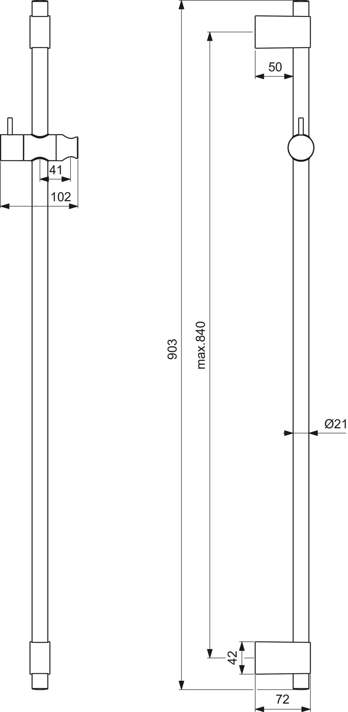 Brausestange Idealrain Pro 900mm Chrom Brausestange Idealrain Pro 900mm Chrom
