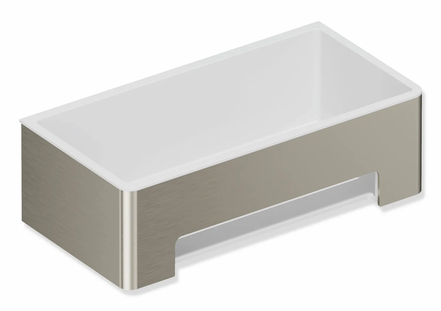 Duschkorb des Systems 900, Halter aus Edelstahl, PVD, Einsatz aus Kunststoff, weiß, B: 220 mm, H: 67 mm, T: 115 mm, in Farbe CK (messing glänzend)