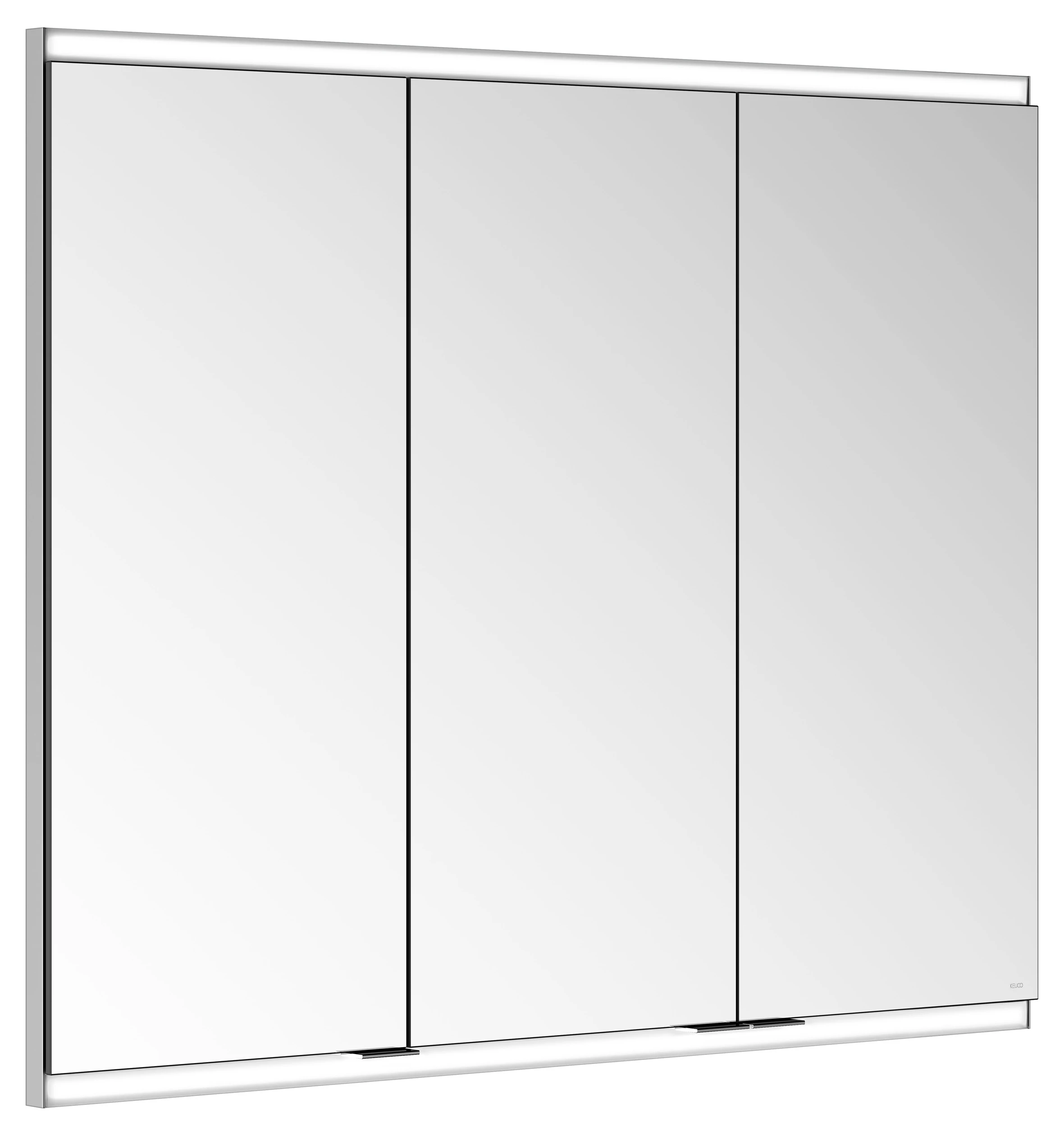 KEUCO Wandeinbau Spiegelschrank 3-türig „Royal Modular 2.0“ in Silber (eloxiert), Unterputz, mit Beleuchtung, mit Steckdose 900 × 700 × 120 mm