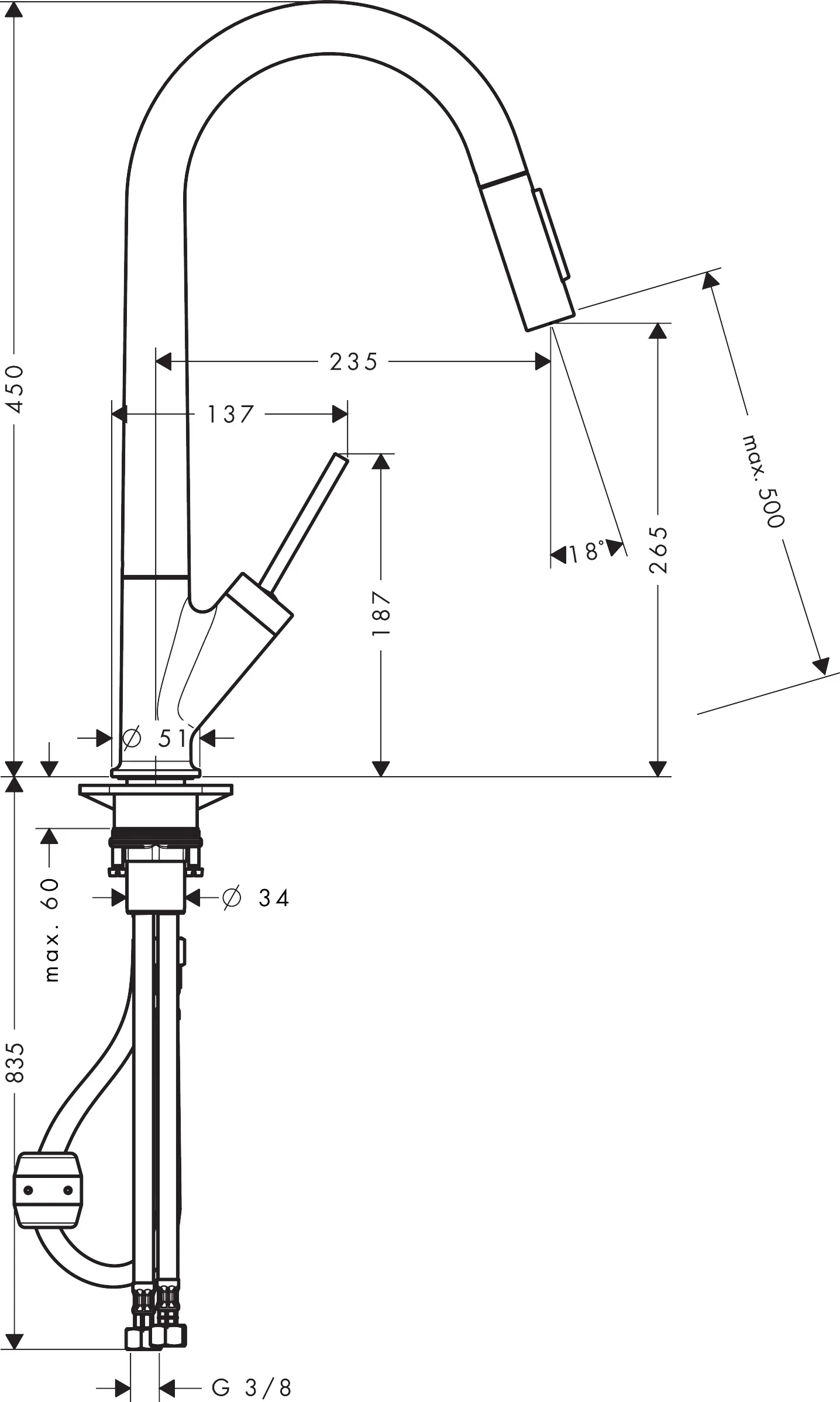 Hansgrohe AXOR Starck Küchenmischer chrom, Einhebel-Küchenmischer 270 mit Ausziehbrause, Schwenkbereich einstellbar auf 110° oder 150°, Laminarstrahl, MagFit magnetische Brausehalterung, Quick-Connect Schlauch, max. Durchflussmenge 9 l/min, Auszugslänge Hansgrohe AXOR Starck Küchenmischer chrom, Einhebel-Küchenmischer 270 mit Ausziehbrause, Schwenkbereich einstellbar auf 110° oder 150°, Laminarstrahl, MagFit magnetische Brausehalterung, Quick-Connect Schlauch, max. Durchflussmenge 9 l/min, Auszugslänge