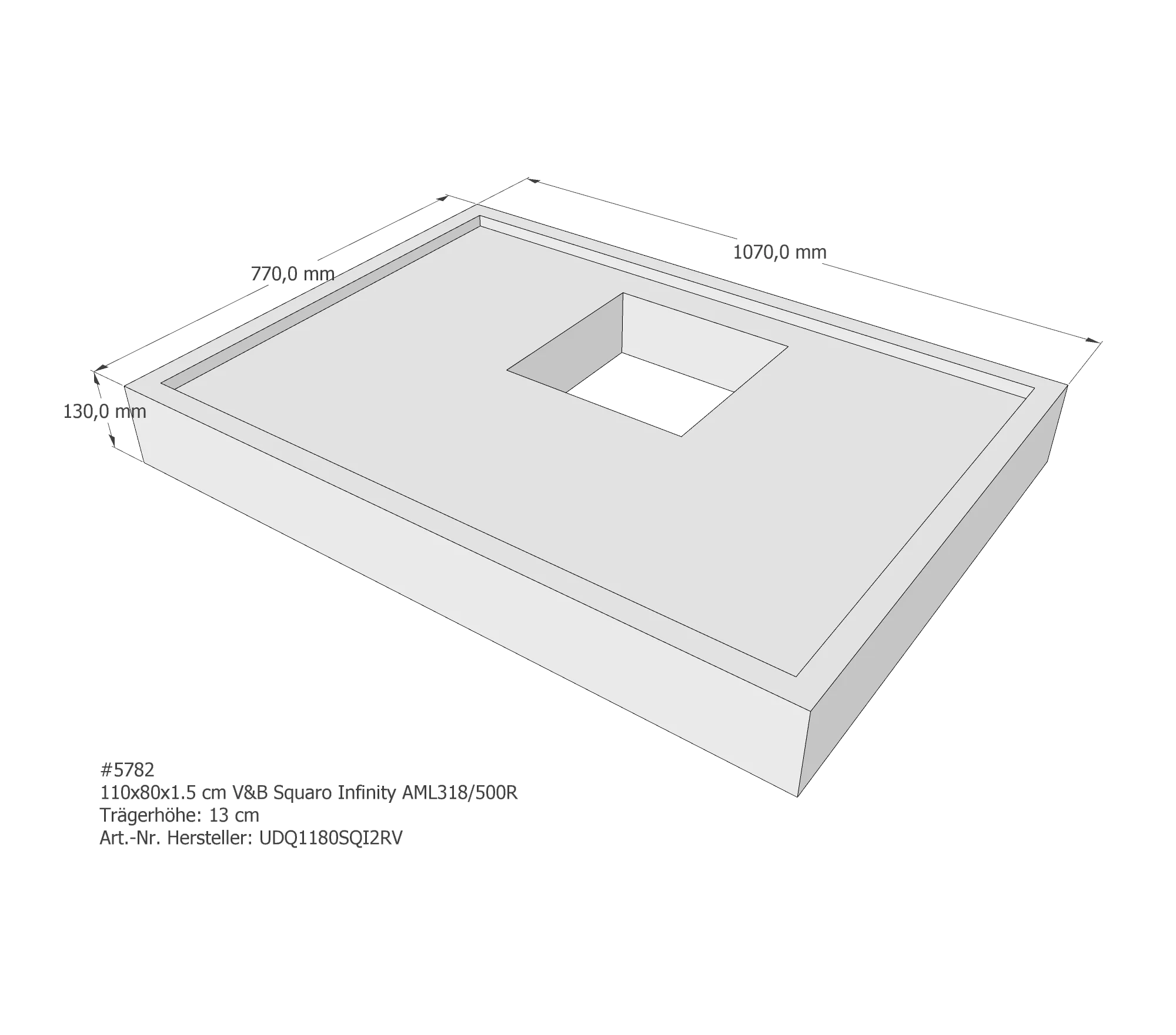 Duschwannenträger für Villeroy & Boch Squaro Infinity 110 × 80 × 1,5 cm Breite: 80 cm / Länge: 110 cm Duschwannenträger für Villeroy & Boch Squaro Infinity 110 × 80 × 1,5 cm Breite: 80 cm / Länge: 110 cm