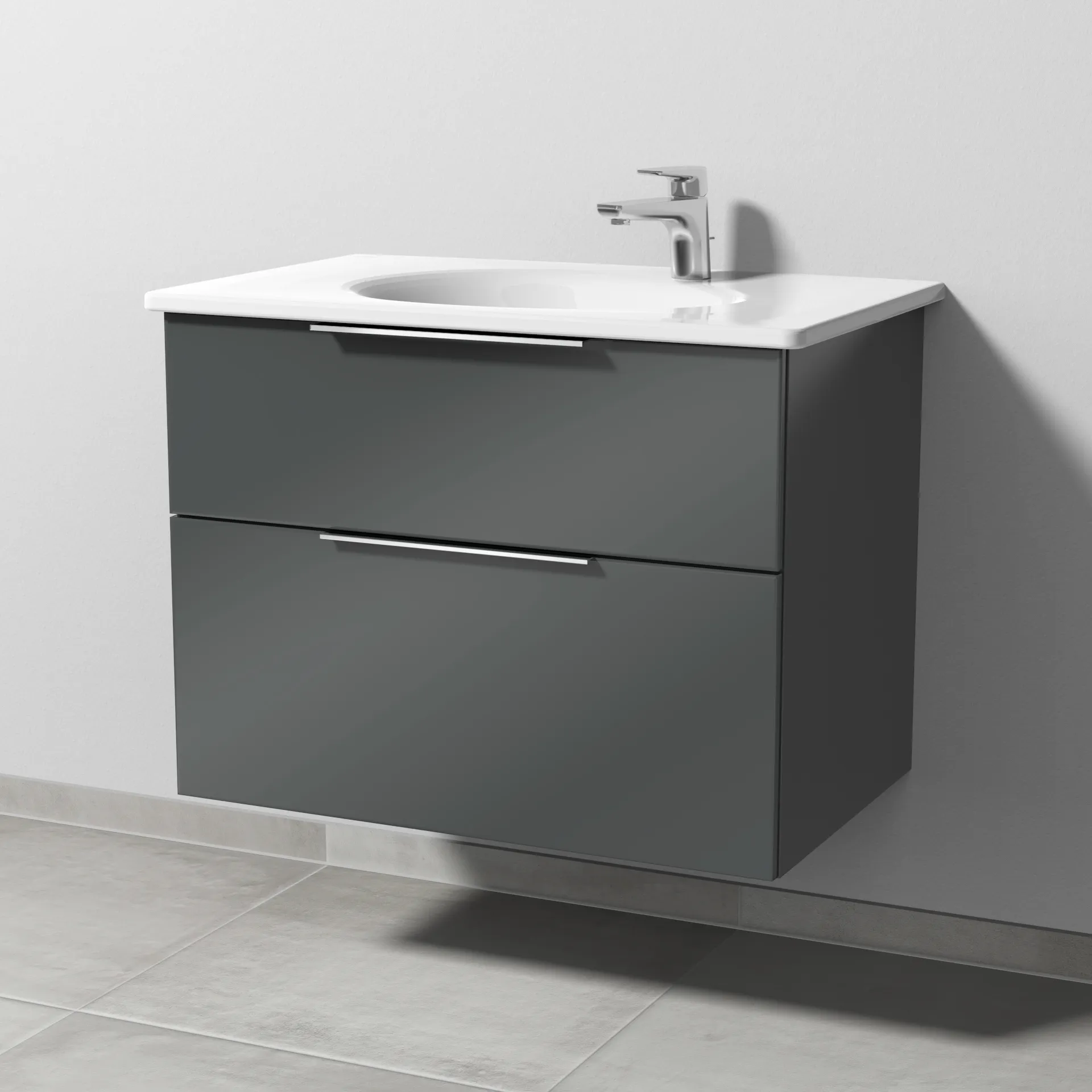 Sanipa Waschtischunterschrank „3way“ passend zu Keramik-Waschtische Antao von Villeroy & Boch 755 × 588 × 482 mm in Anthrazit (glanz)