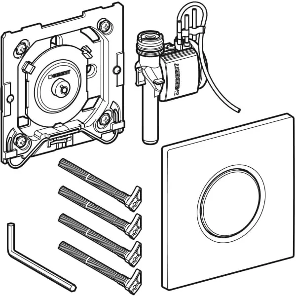 Geberit Urinalsteuerung mit pneumatischer Spülauslösung inkl. Betätigungsplatte „Typ 01“ für 1-Mengen-Spülung in weiß alpin Geberit Urinalsteuerung mit pneumatischer Spülauslösung inkl. Betätigungsplatte „Typ 01“ für 1-Mengen-Spülung in weiß alpin