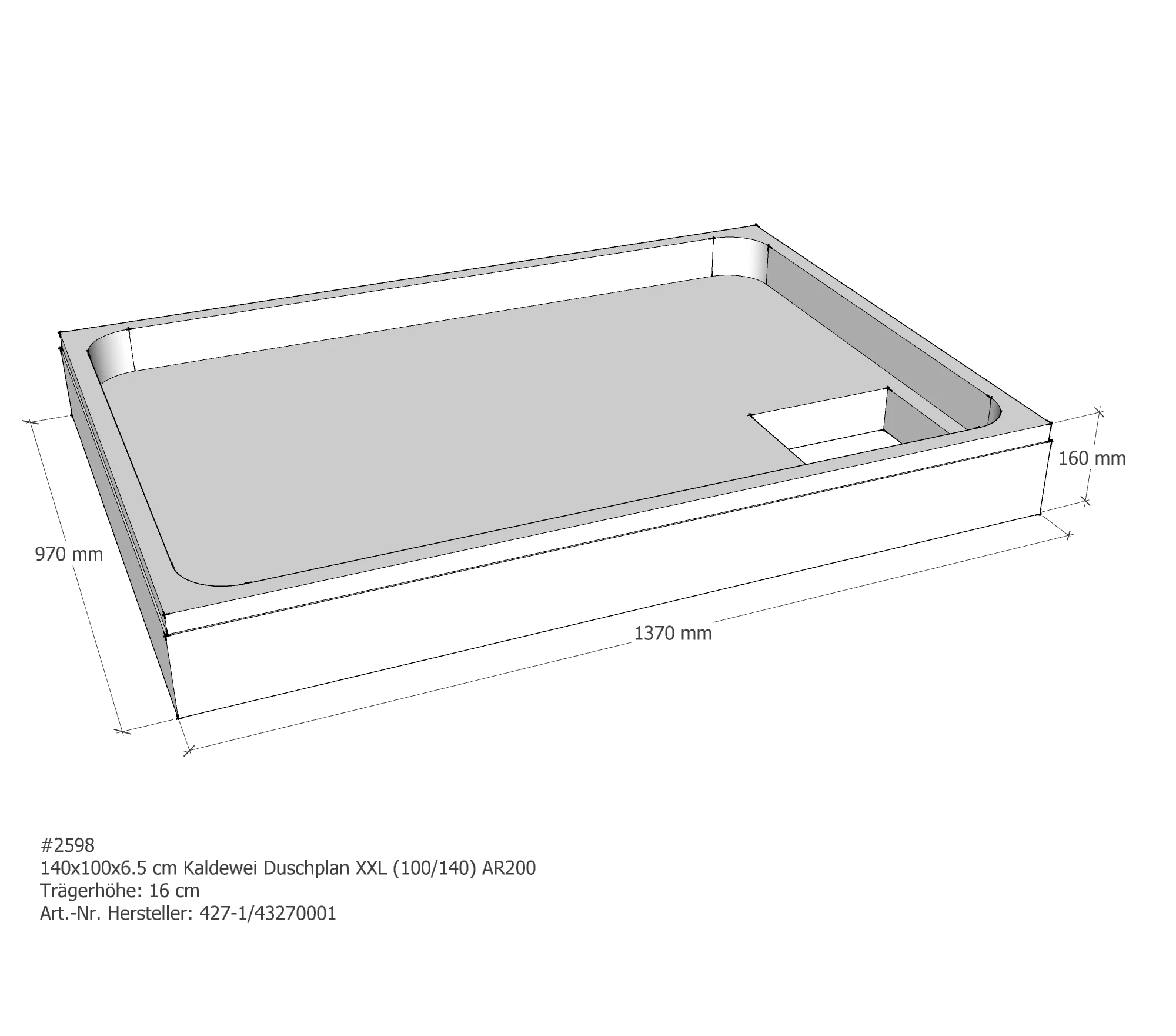 Duschwannenträger für Kaldewei Duschplan XXL 140 × 100 × 6,5 cm Breite: 100 cm / Länge: 140 cm Duschwannenträger für Kaldewei Duschplan XXL 140 × 100 × 6,5 cm Breite: 100 cm / Länge: 140 cm