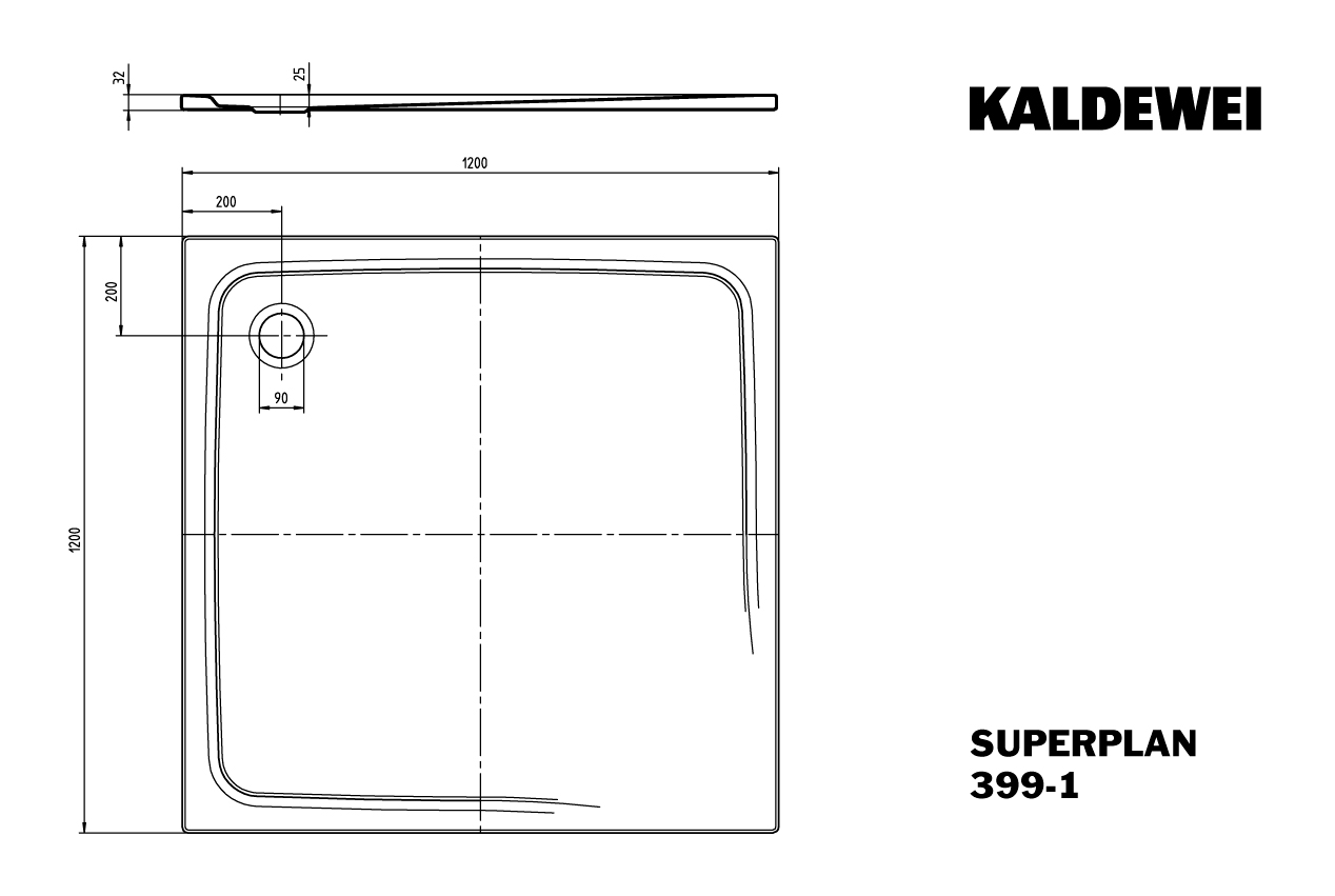 SUPERPLAN CLASSIC Duschwanne, 399-1 1200x1200mm alpinweiß