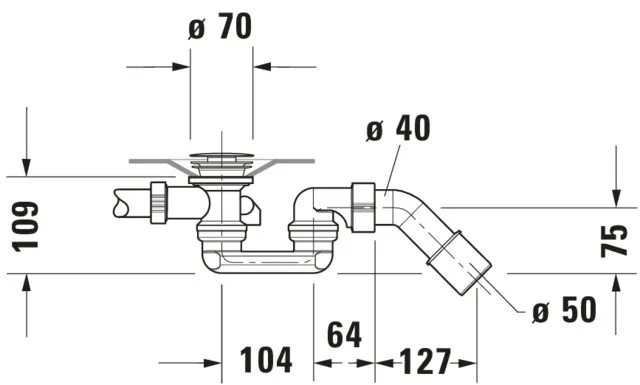 Duravit Ablaufgarnitur mit verlängertem Bowdenzug Modell 790227 „D-Code“ 40 cm Duravit Ablaufgarnitur mit verlängertem Bowdenzug Modell 790227 „D-Code“ 40 cm