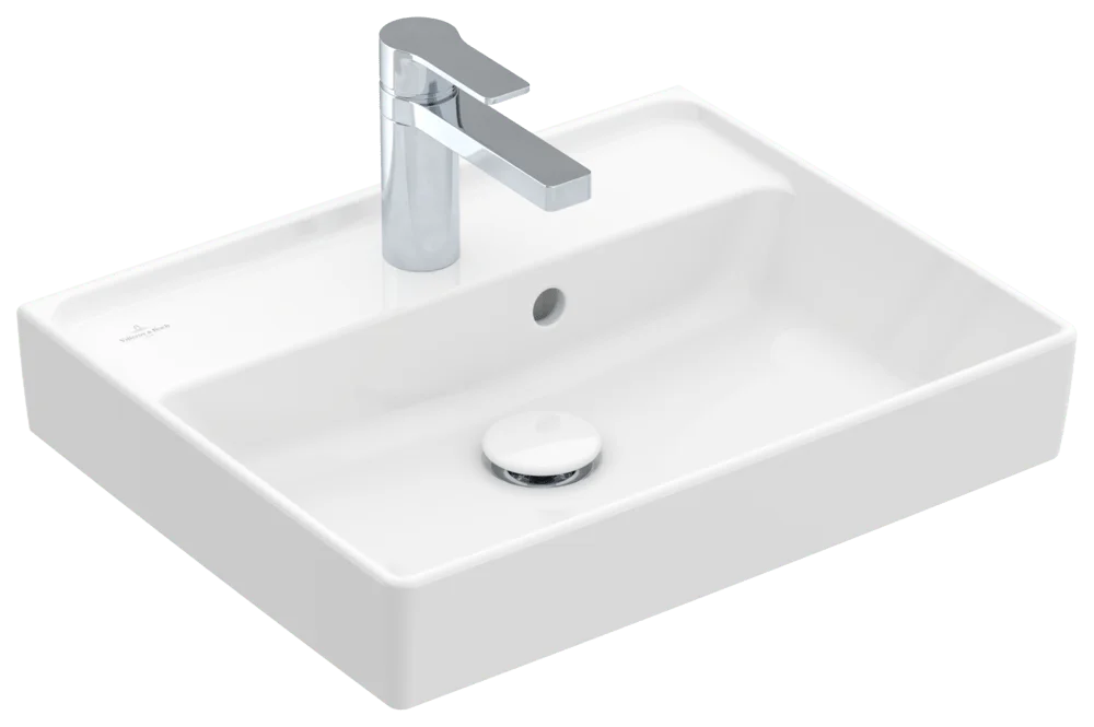 Villeroy & Boch Handwaschbecken Collaro, 500x400x150mm, Weißen Alpin, Rechteck, TitanCeram, mit Überlauf