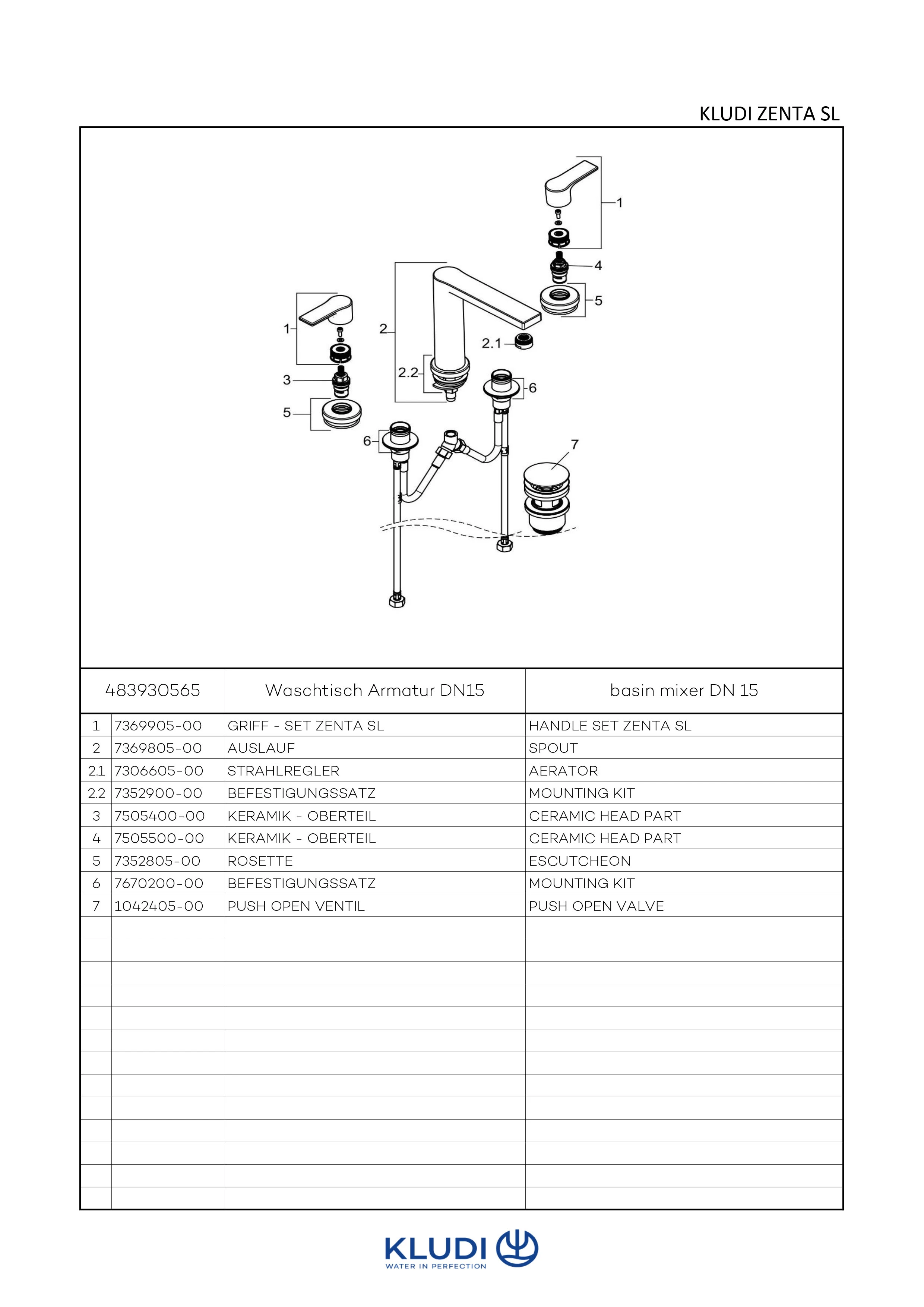 Kludi ZENTA SL Waschtischarmatur, 3-Loch Montage, chrom Kludi ZENTA SL Waschtischarmatur, 3-Loch Montage, chrom