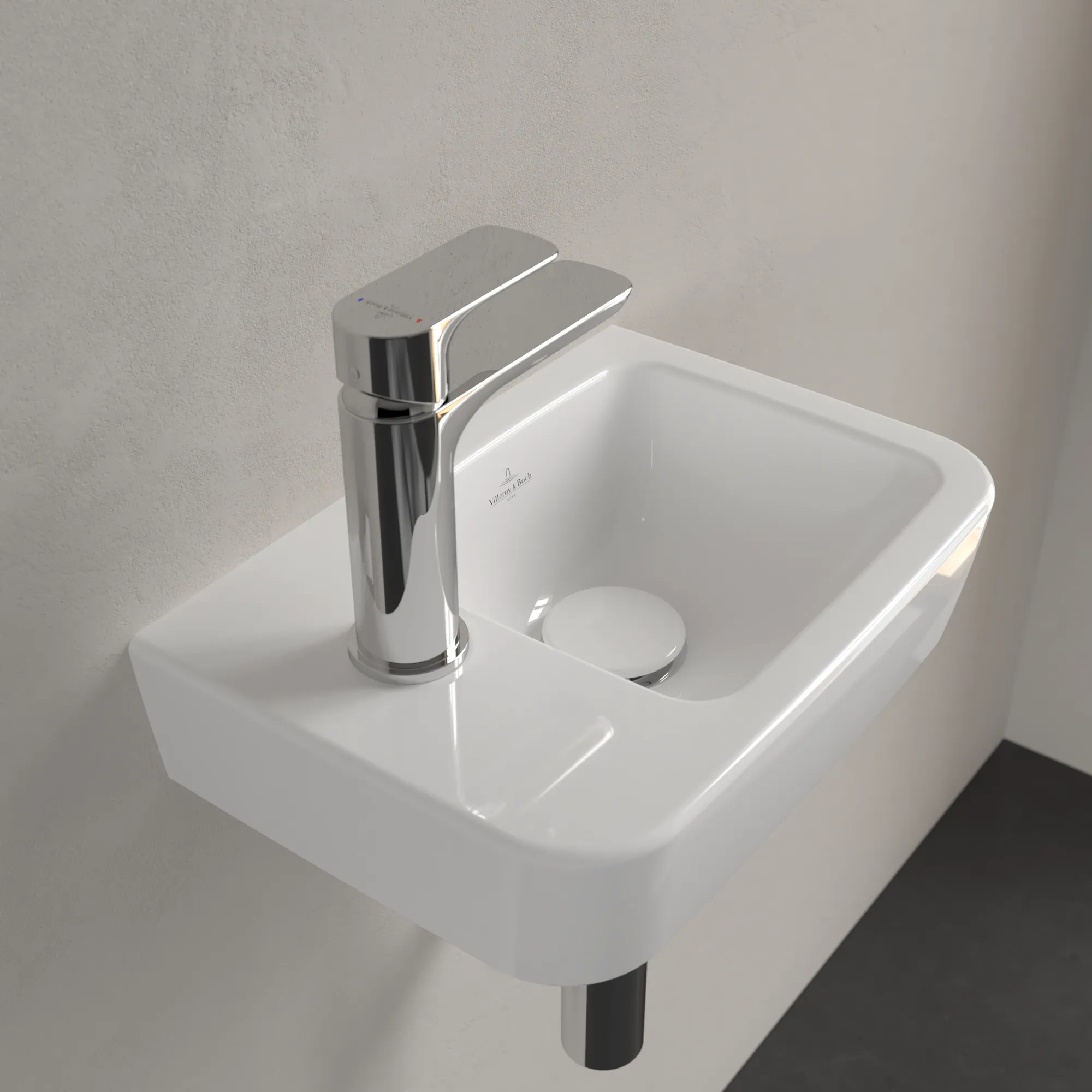 Villeroy & Boch Handwaschbecken „O.novo“ Compact 360 × 250 × 145 mm, Hahnlochposition links, für Becken rechts, mit Hahnlochbohrung in Weiß Alpin Villeroy & Boch Handwaschbecken „O.novo“ Compact 360 × 250 × 145 mm, Hahnlochposition links, für Becken rechts, mit Hahnlochbohrung in Weiß Alpin