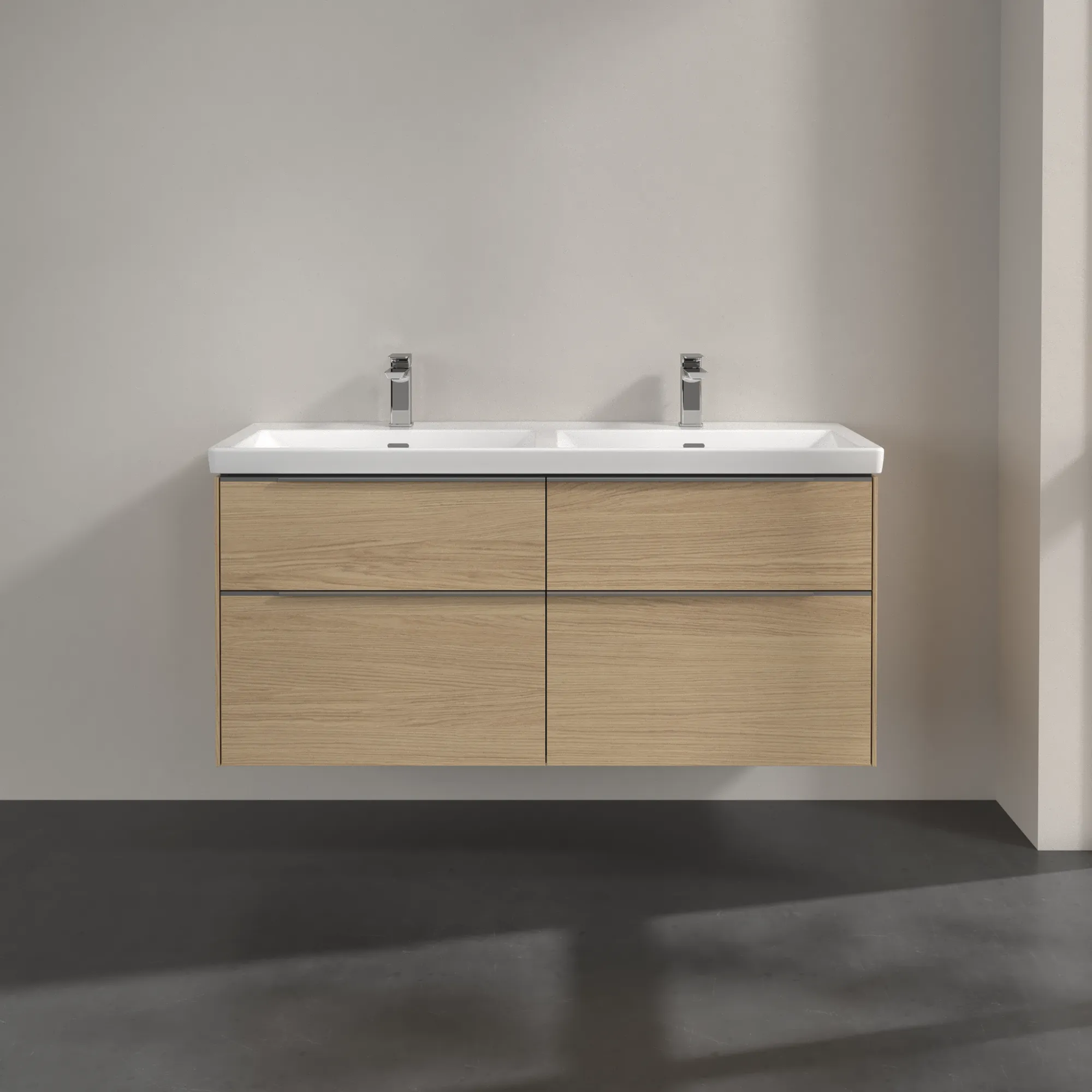 Villeroy & Boch Waschtischunterschrank „Subway 3.0“ für Schrank-Doppelwaschtisch 1272 × 576 × 478 mm Nordic Oak, für links und rechts