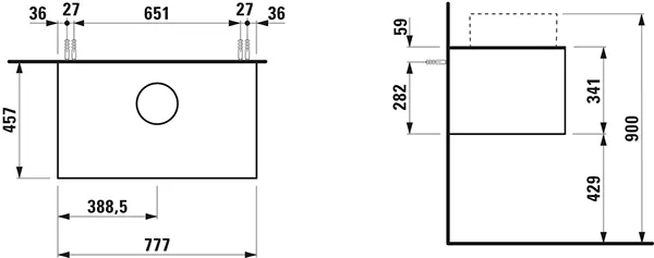 Laufen Waschtischunterbau „SONAR“ 777 × 341 × 457 mm Kupfer, ohne Hahnlochbohrung, mittig