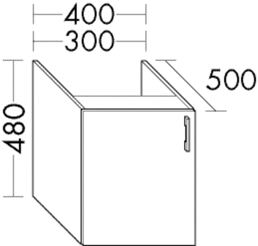 Burgbad Unterschrank Sys30, 300 mm breit, 480 mm hoch, 500 mm tief, 1 Tür, 1 Glaseinlegeboden