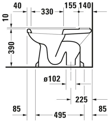 Stand-WC Kombi 1930 665 mm Tiefspüler, fürSPK, Abg.senkr., weiß