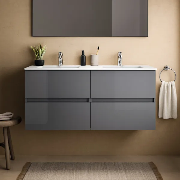 Ideal Standard Waschtischunterschrank „Eurovit+“ 120 × 55 × 44 cm Hochglanz grau lackiert