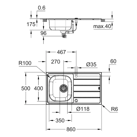 Grohe K200/BauEdge Küchenspüle-Set Bau 31562_1 Edelstahl/chrom Grohe K200/BauEdge Küchenspüle-Set Bau 31562_1 Edelstahl/chrom