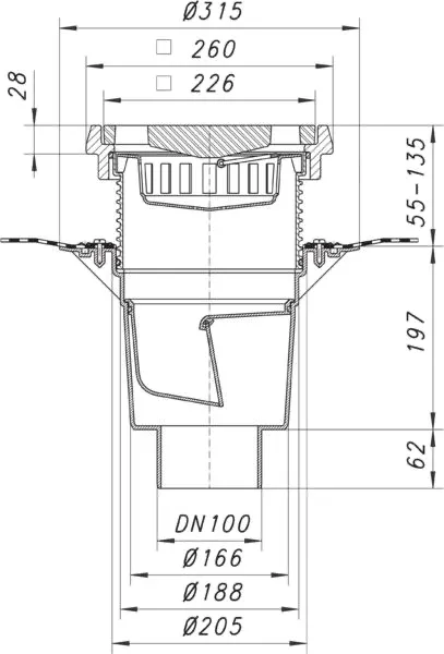 Hof- und Parkdeckablauf 616.1 DallBit, DN 100