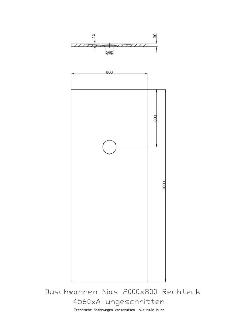 Hoesch rechteck Duschwanne „Nias“ mit strukturierter Oberfläche 200 × 80 cm in Schiefergrau