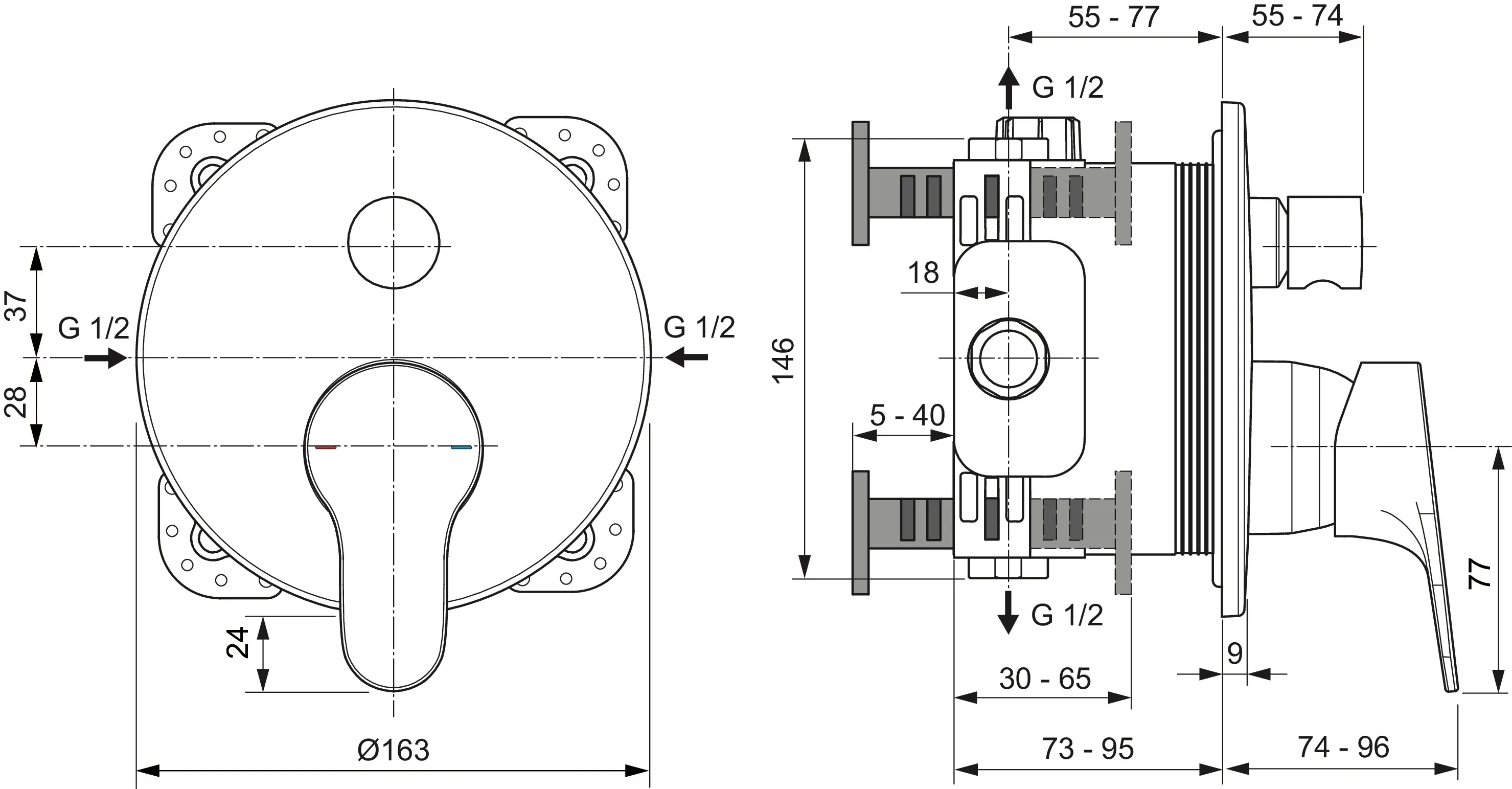 Badearmatur Unterputz Cerabase Durchmesser: 163mm Chrom Badearmatur Unterputz Cerabase Durchmesser: 163mm Chrom