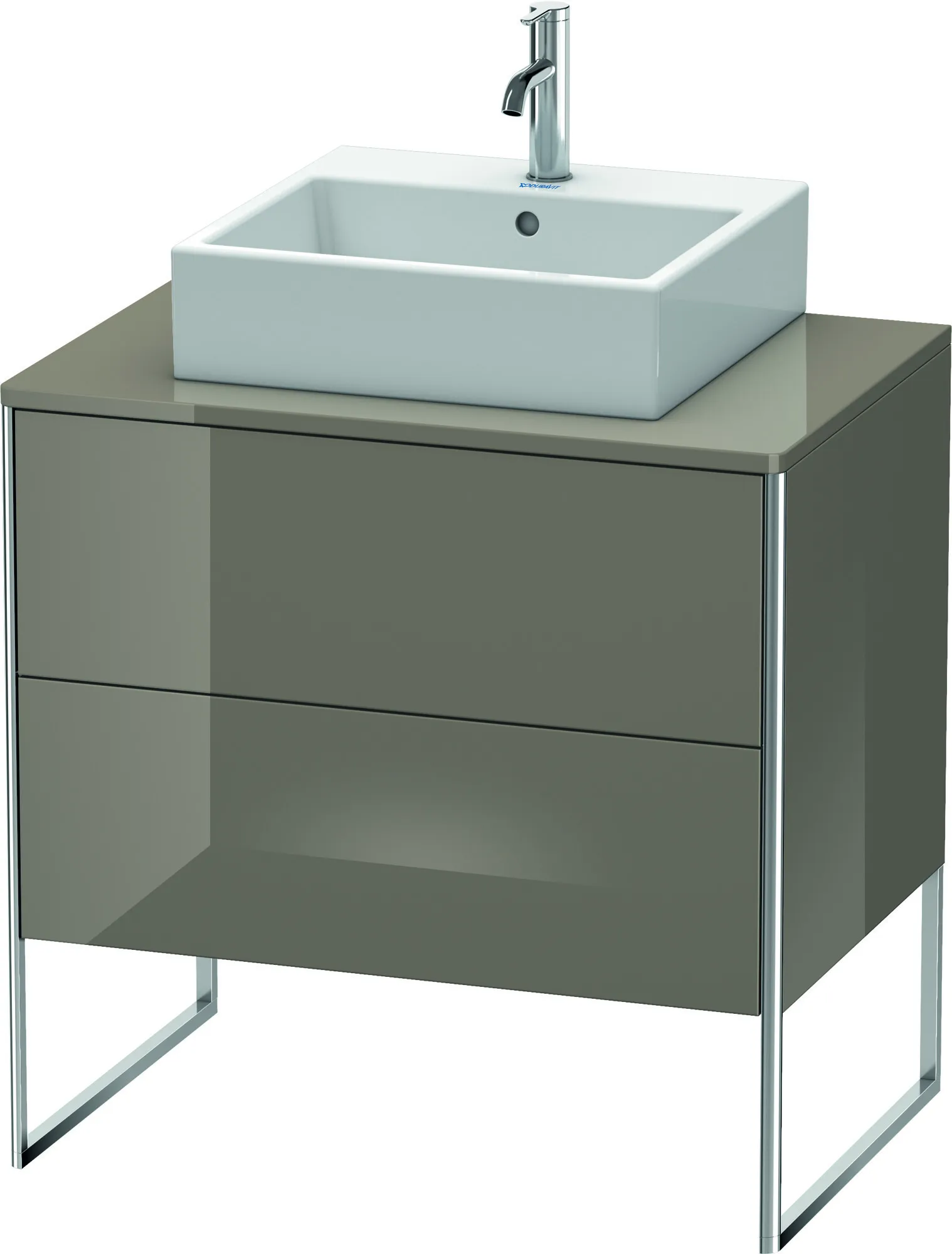 Duravit Waschtischunterschrank bodenstehend „XSquare“ 80 × 77,8 × 54,8 cm Flannel Grey Hochglanz