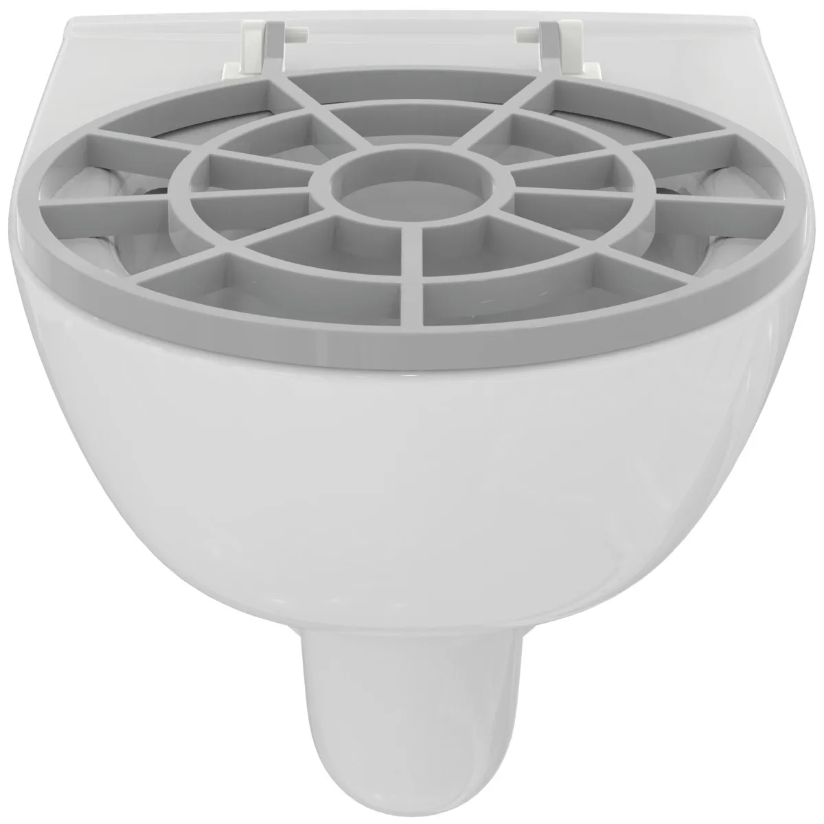 Fäkalienausguß mit Wandtiefspül-WC i.life A Randlos 360x540x330mm SmartGuard+ Weiß mit WC-Klapprost Grau Fäkalienausguß mit Wandtiefspül-WC i.life A Randlos 360x540x330mm SmartGuard+ Weiß mit WC-Klapprost Grau