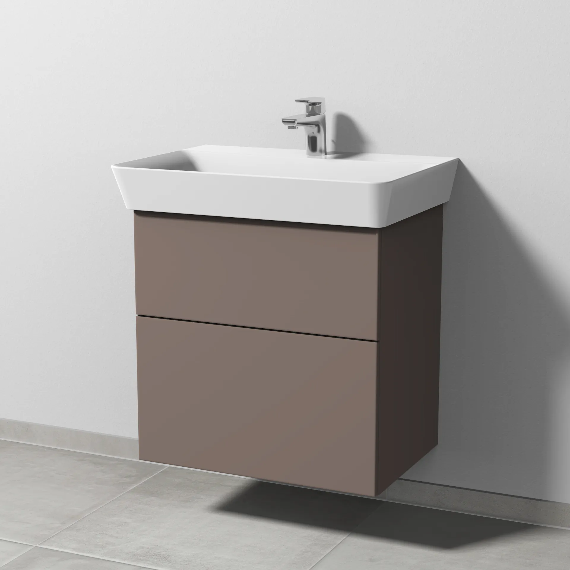 Sanipa Waschtischunterschrank „3way“ passend zu Keramik-Waschtische Connect Air Cube von Ideal Standard 580 × 582 × 402 mm in Taupe (matt)