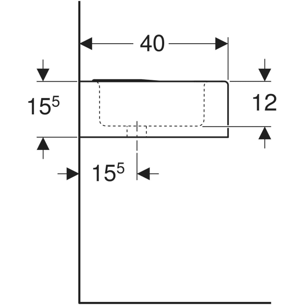 Wandwaschtisch für Kinder „Bambini“, rechteckig 60 × 40 cm in weiß alpin