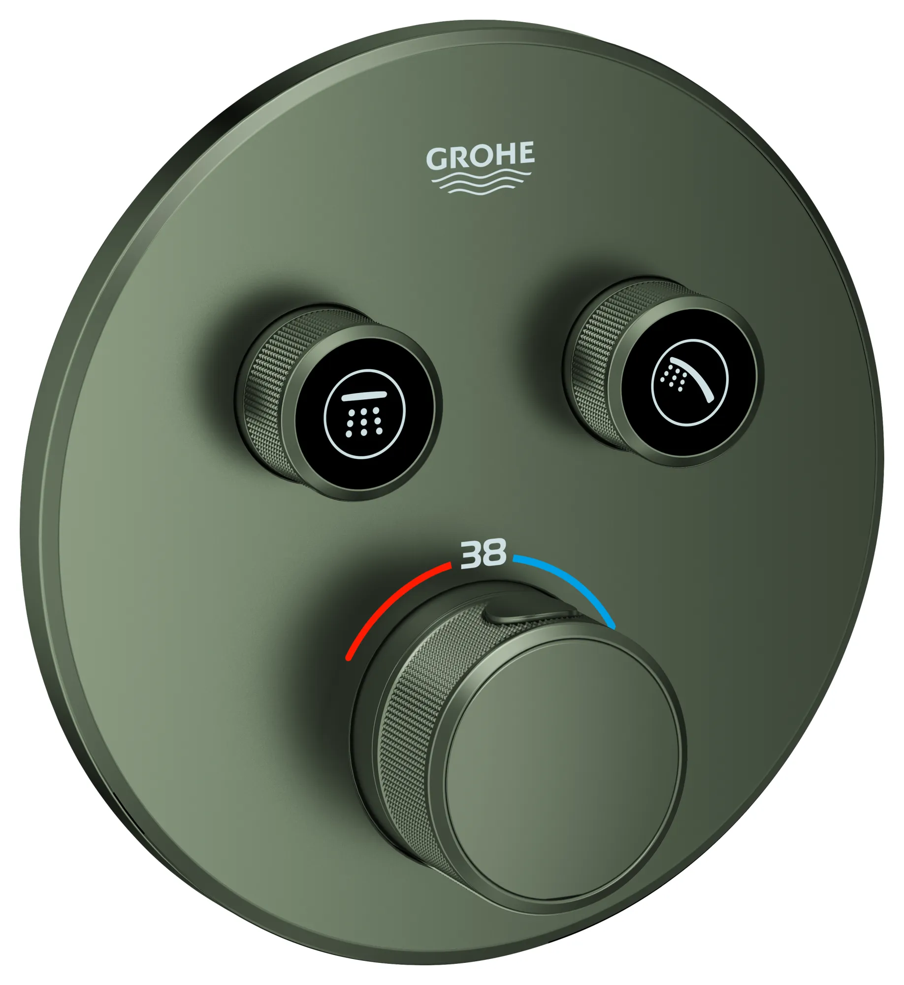 Thermostat Grohtherm SmartControl 29119, mit 2 Absperrventilen, Fertigmontageset für Rapido SmartBox, Wandrosette rund, chrom